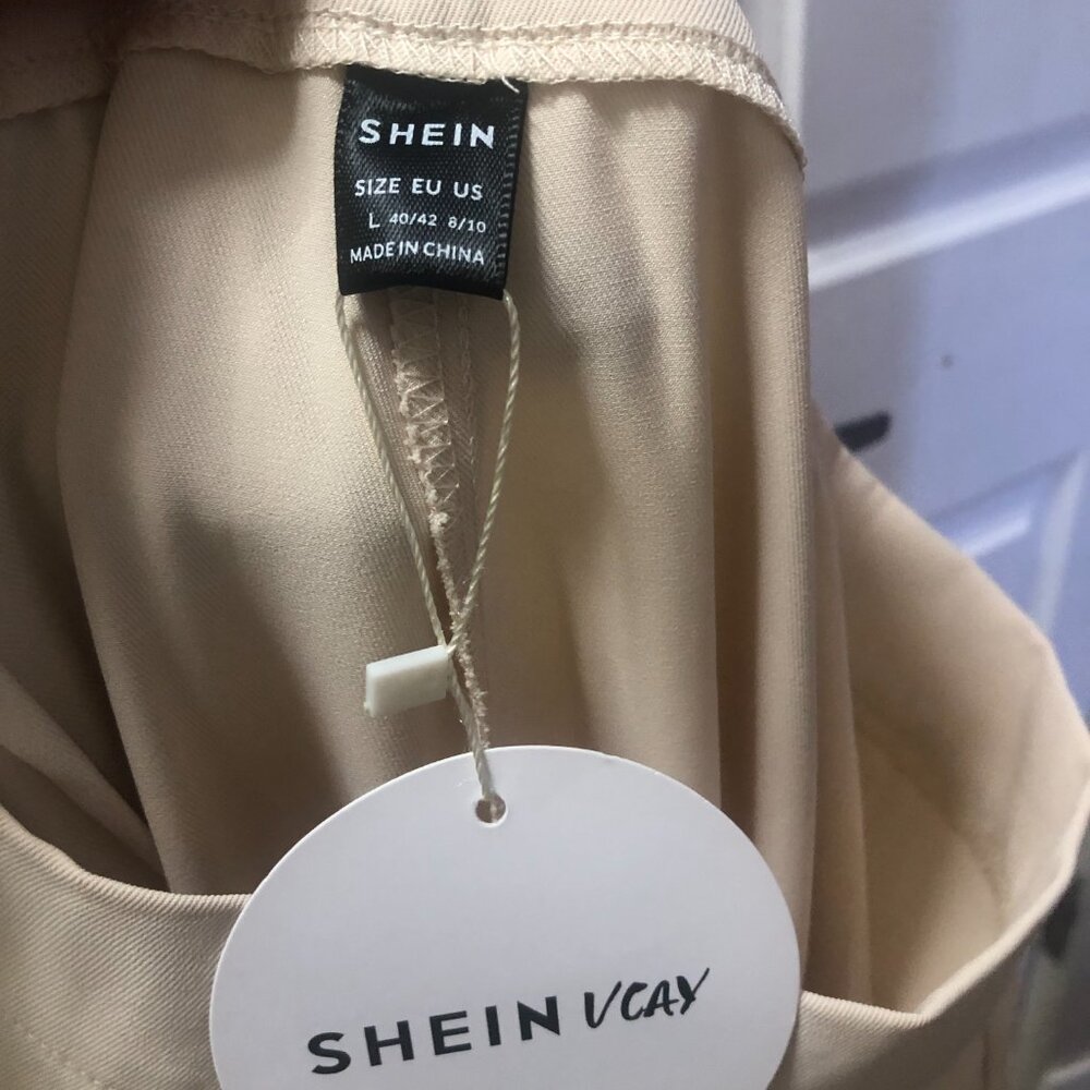 Shein Cream High Rise Wide Leg Dress Pants Women’s Size L NEW WITH TAG - Picture 4 of 9
